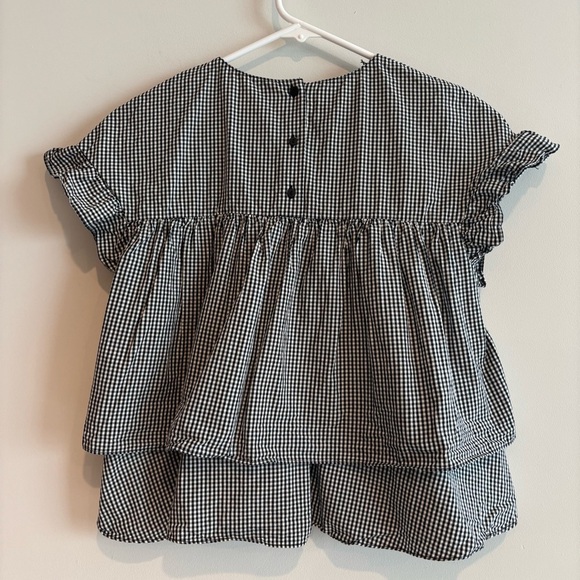Zara Trafaluc Collection Black Gingham Babydoll Cotton Blouse Top Small Layered - Picture 7 of 9